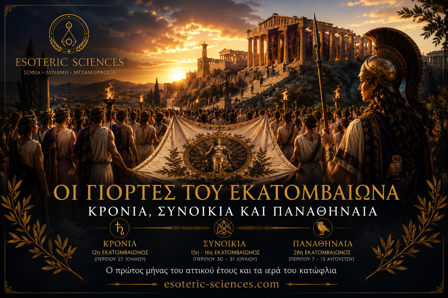Οι γιορτές του Εκατομβαιώνα — Κρόνια, Συνοίκια και Παναθήναια ως Πύλες Αρχαίας Δύναμης